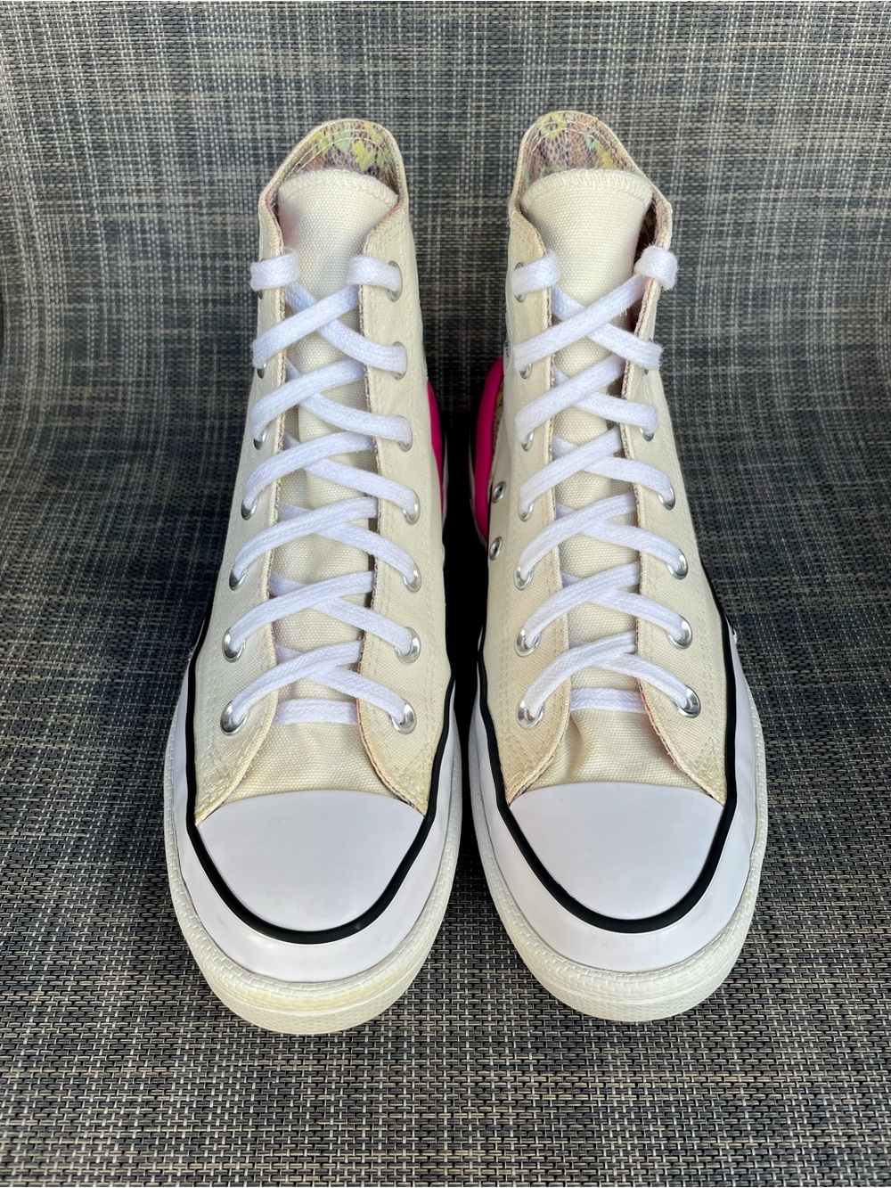 Converse All Star High Top Sneakers in White with Pink Accent - Picture 5 of 13